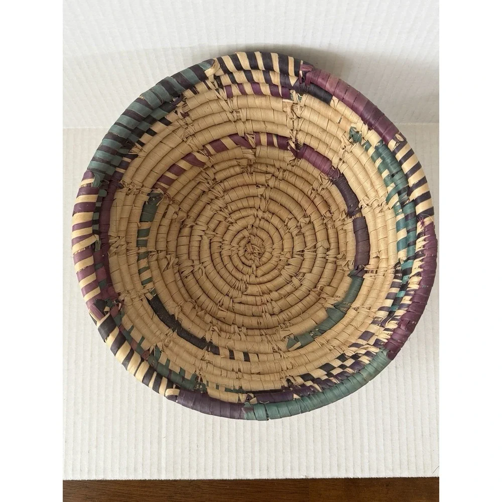 Vintage Handwoven Coiled Basket Set Boho Rustic Woven Decorative Bowls